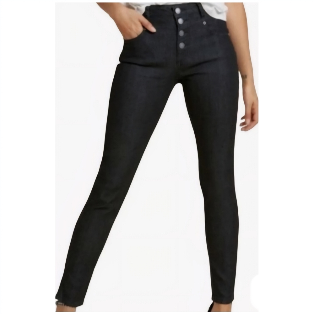 Modcloth High Rise NWOT Black Jeans Skinny Waist Size 6/27 Button Fly - Picture 2 of 13